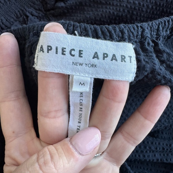 APIECE APART Marta One Shoulder Maxi Dress Navy Blue Medium Knit Gauzy Puff - Picture 8 of 13